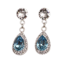 Cercei Pear Ceralun Aquamarine, Cristal/ Albastru deschis, Argint 925, 14mm