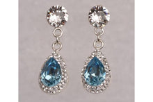 Cercei Pear Ceralun Aquamarine, Cristal/ Albastru deschis, Argint 925, 14mm