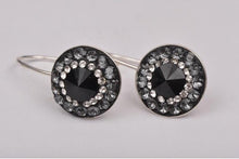 Cercei Rivoli Ceralun Jet, Negru/Alb/Gri, Argint 925, 13mm